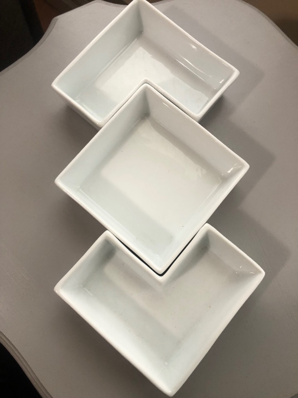 3 piece white ceramic appetizer dip set